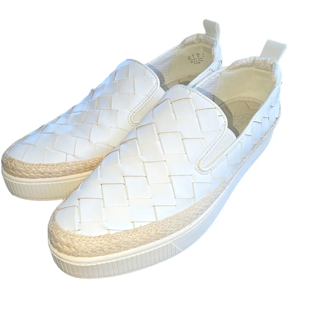 Franco Sarto White Woven Slip-On Sneakers​